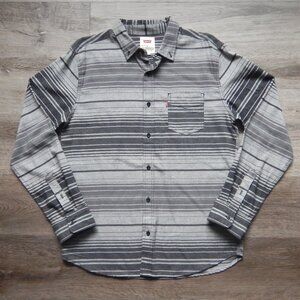 Men's Levis Gray Horizontal Striped Button Shirt Size M